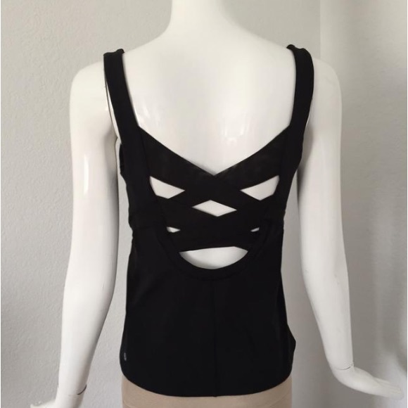 lululemon athletica Tops - LULULEMON - Black Mesh Criss Cross Tank